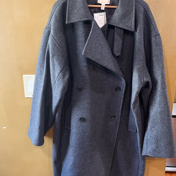 NWT H&M Double-breasted wool-blend coat. Large - Picture 3 of 11